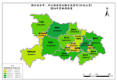 湖北省2016年貨物周轉量